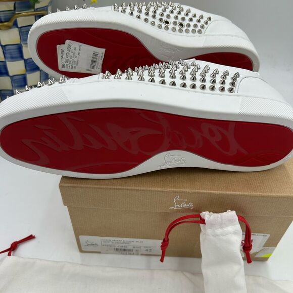 Men's Christian Louboutin, Louis Jr spikes sneakers size 42 made in Italy - Picture 7 of 15